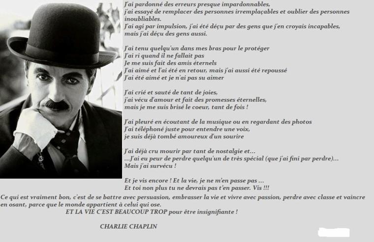TEXTE DE CHARLIE CHAPLIN.. TEXTE DE CHARLIE CHAPLIN..